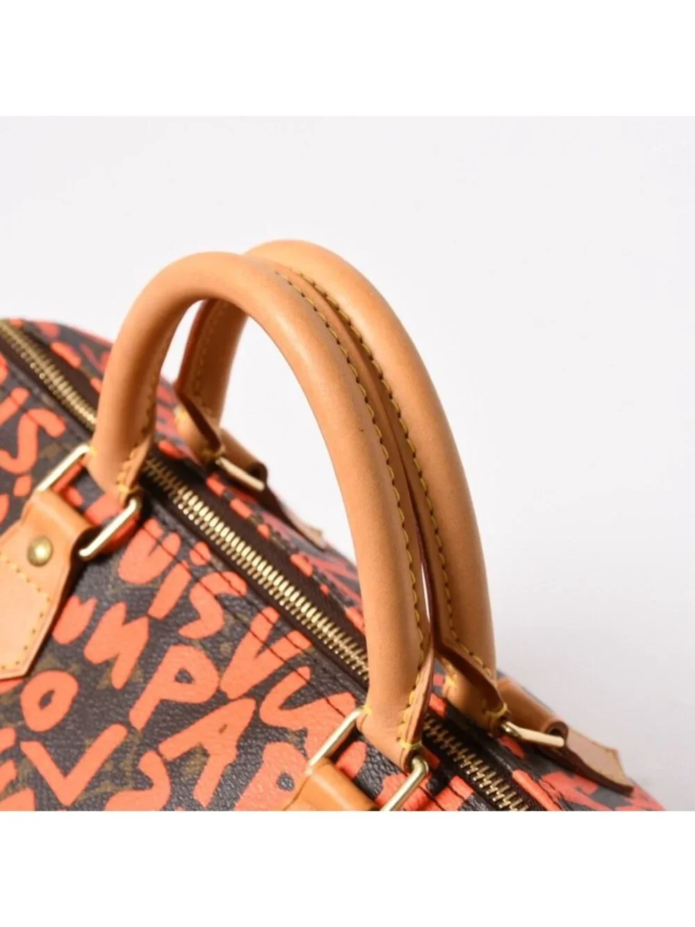 Louis Vuitton Monogram Speedy 30 Orange Handbag Graffiti Canvas